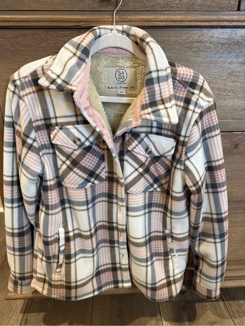 NWOT- Pink Plaid Sherpa-Lined Jacket